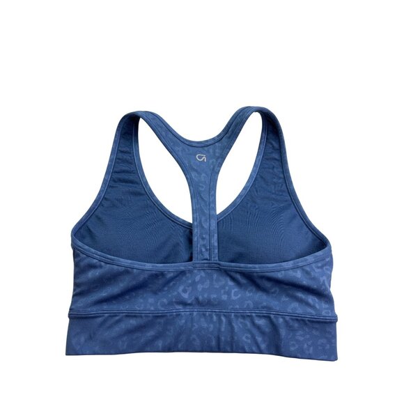 Gap Fit Eclipse Sports Bra Size S Blue Leopard Print Racerback - Picture 2 of 6